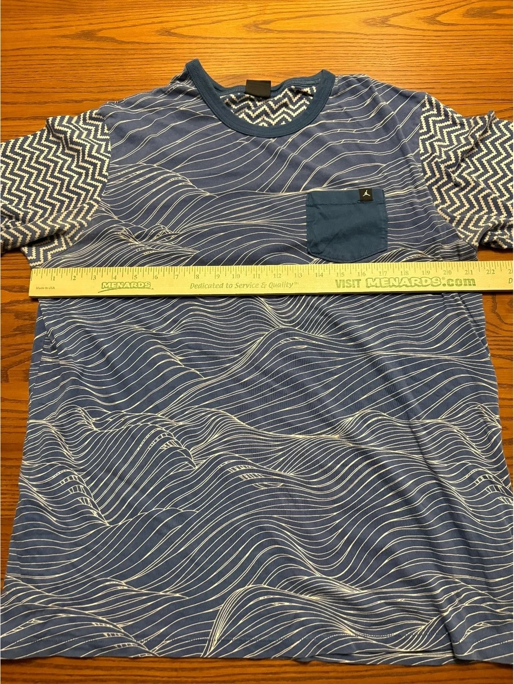 Jordan Jumpman Blue Wave Graphic Pocket T-Shirt Men's XL Chevron Sleeves Streetw